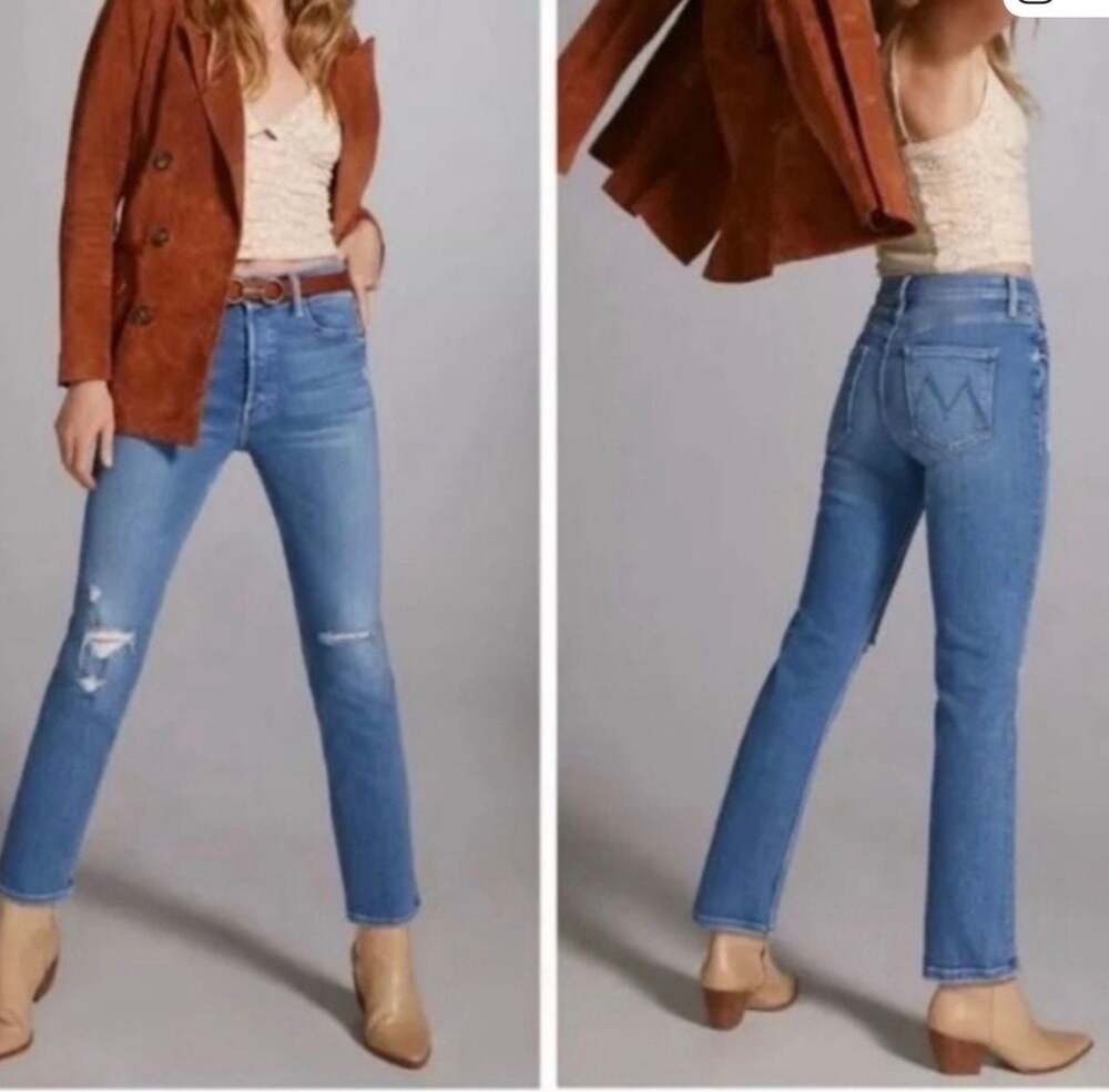 MOTHER The Tomcat Ultra High-Rise Distressed Straight Leg Jeans